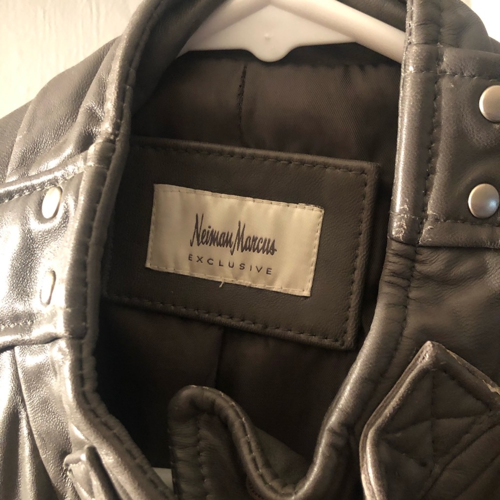 Neiman Marcus Exclusive Grey Leather Jacket